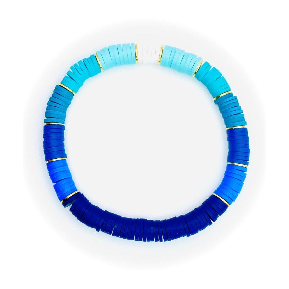 Heishi bead bracelet: ocean tones